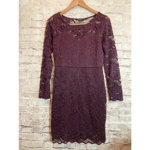 Ambiance Dress Womens Large Plum Purple All Over Lace Sheath Whimsigoth Dainty
